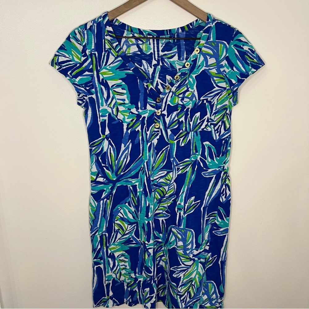 Lilly Pulitzer Mini Dress Blue Green 100% Cotton Women's Size Small Preppy